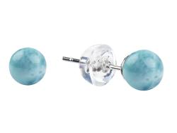 Larimar Edelstein Ohrstecker Perle Kugel Ohrringe blau